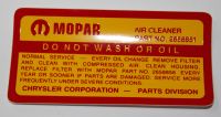 Air Cleaner Service Instructions 1966-69 Hemi W/Round Air Cleaner