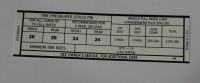 Tire Pressure Decal Late 1968 A-Body with D70-14