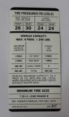 Tire Pressure Decal 1971-74 E-Body Slant 6/318