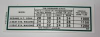 Tire Pressure Decal 1967 B-Body