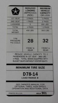 Tire Pressure Decal 1976-80 F-Body