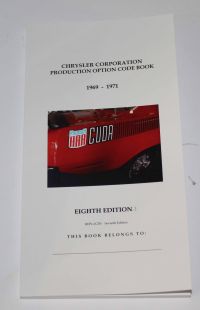 Chrysler Corporation Production Option Code Book 1969-71