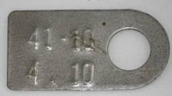 Rear Axle 4.10 Ratio Tag