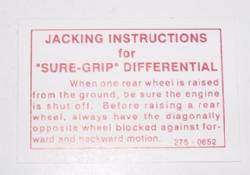 Sure Grip Warning Decal 1962-67