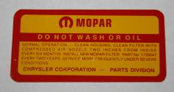 Air Cleaner Service Instructions  1964-1966 273/318 2-bbl, 1967 273/318 2-bbl W/O CAP 1968-69 273 1968-71 318