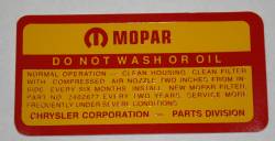 Air Cleaner Service Instructions Single or Dual Snorkel 1964-66 361/383/440 1967 383/440 1968-69 383/440