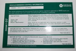 Emission Decal 1972 340 4 Speed