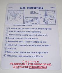 Jack Instruction Decal 1968 Charger