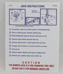 Jack Instruction Decal 1969 Charger