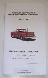 Chrysler Corporation Dodge Light Truck Code Book 1961-80