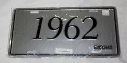 License Plate 1962 Model Year