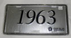 License Plate 1963 Model Year