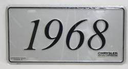 License Plate 1968 Model Year