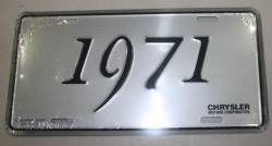 License Plate 1971 Model Year