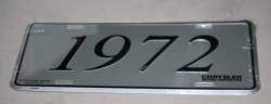 License Plate 1972 Model Year