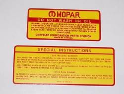 Air Cleaner Decals 1969 1/2 440-6