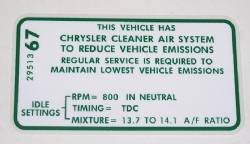Emission Decal 1969 426 Hemi