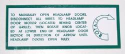 Hidden headlight door decal 1971-72 Charger