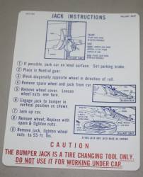 Jack Instruction Decal 1969-70 A-Body