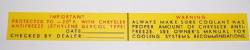 Radiator/Coolant Decal 1969-73