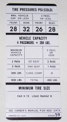 Tire Pressure Decal 1970 E-body 440-6