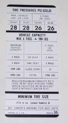 Tire Pressure Decal 1971 B-Body  F70x14 Tires