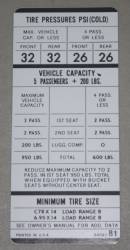 Tire Pressure Decal 1970 A-Body C78X14/6.95/147