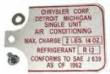 A/C Data Tag for RV-2 Compressors on 1967-72 A-Body
