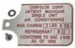 A/C Data Tag for RV-2 Compressors on 1967-72 B/C/E-Body