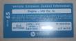 Emission Decal 1970-71 340 W/CA Emissions Chrysler #3614865